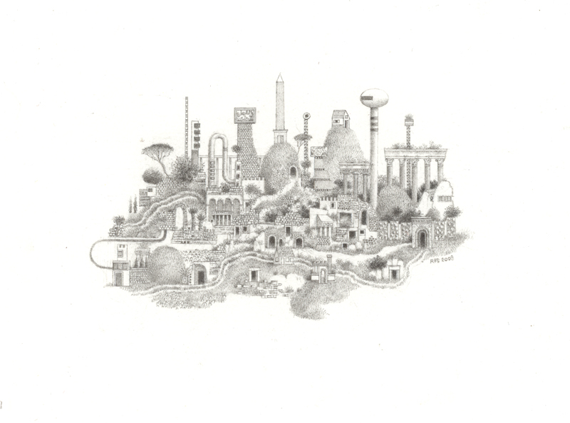 Untitled (Imaginary Landscape), graphite on paper, 2009