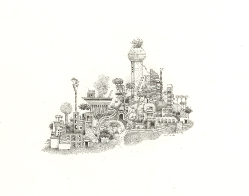 Untitled (Imaginary Landscape), graphite on paper, 2009